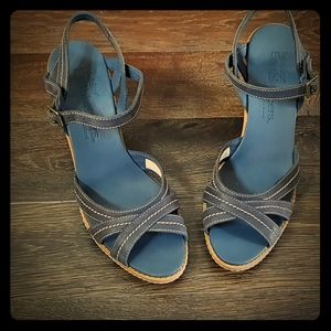 Timberland womans blue wedge heel sandals.